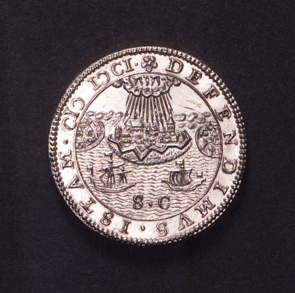 Detail of Counter commemorating the Battle of Rhinberck and the siege of Ostend, 1601; reverse by unknown