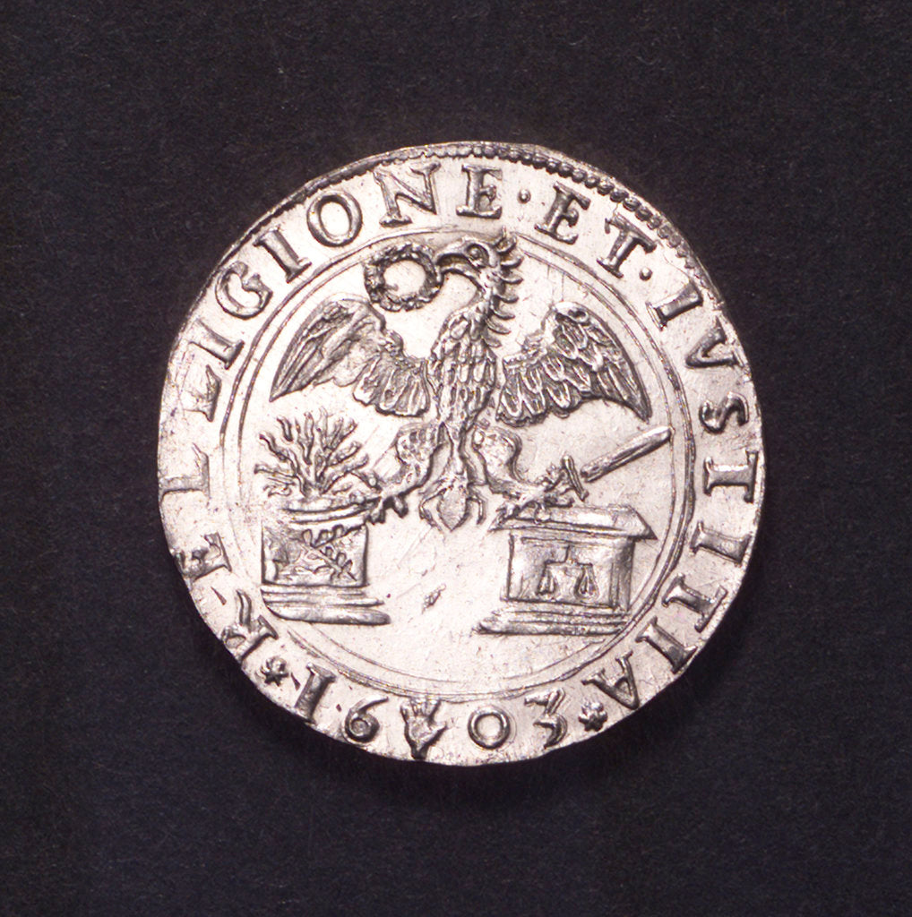 Detail of Counter commemorating the Battle of Nieuport, 1603; obverse by unknown