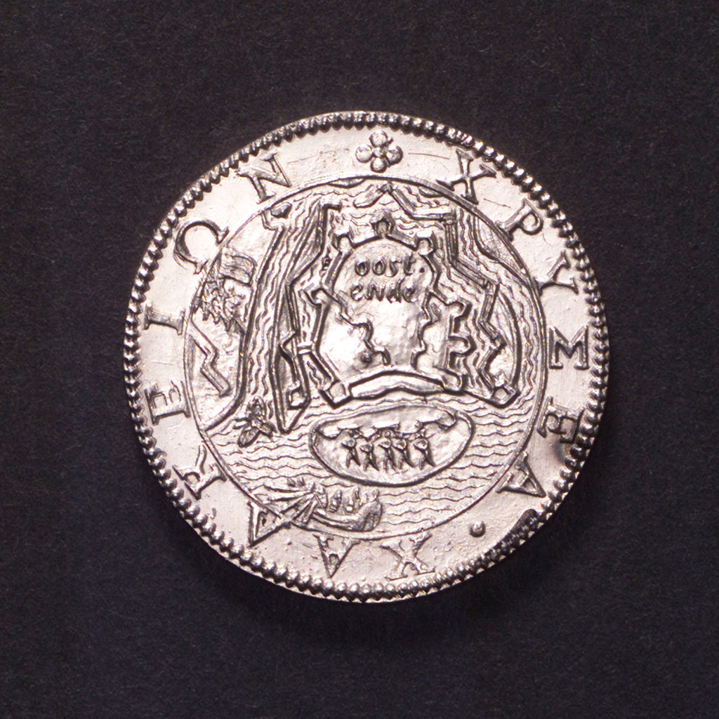 Detail of Counter commemorating the Battle of Sluys, 1603 and the defence of Ostend, 1604; reverse by unknown