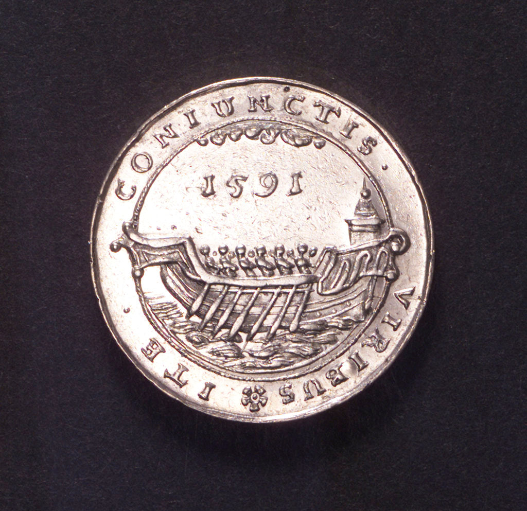 Detail of Counter commmemorating preparations by sea and land, 1591; reverse by unknown