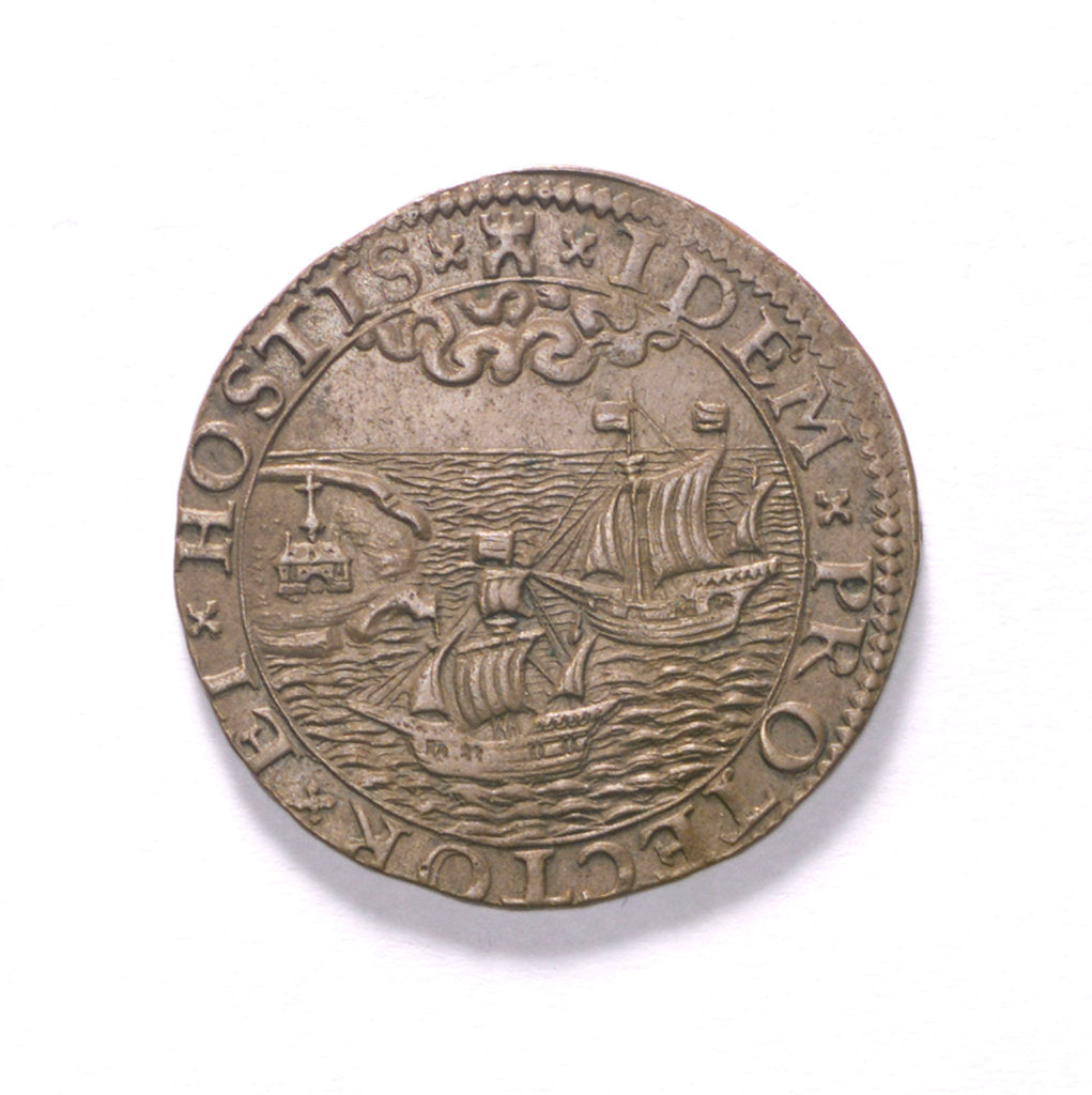 Detail of Counter commemorating losses by storm, 1593; obverse by unknown