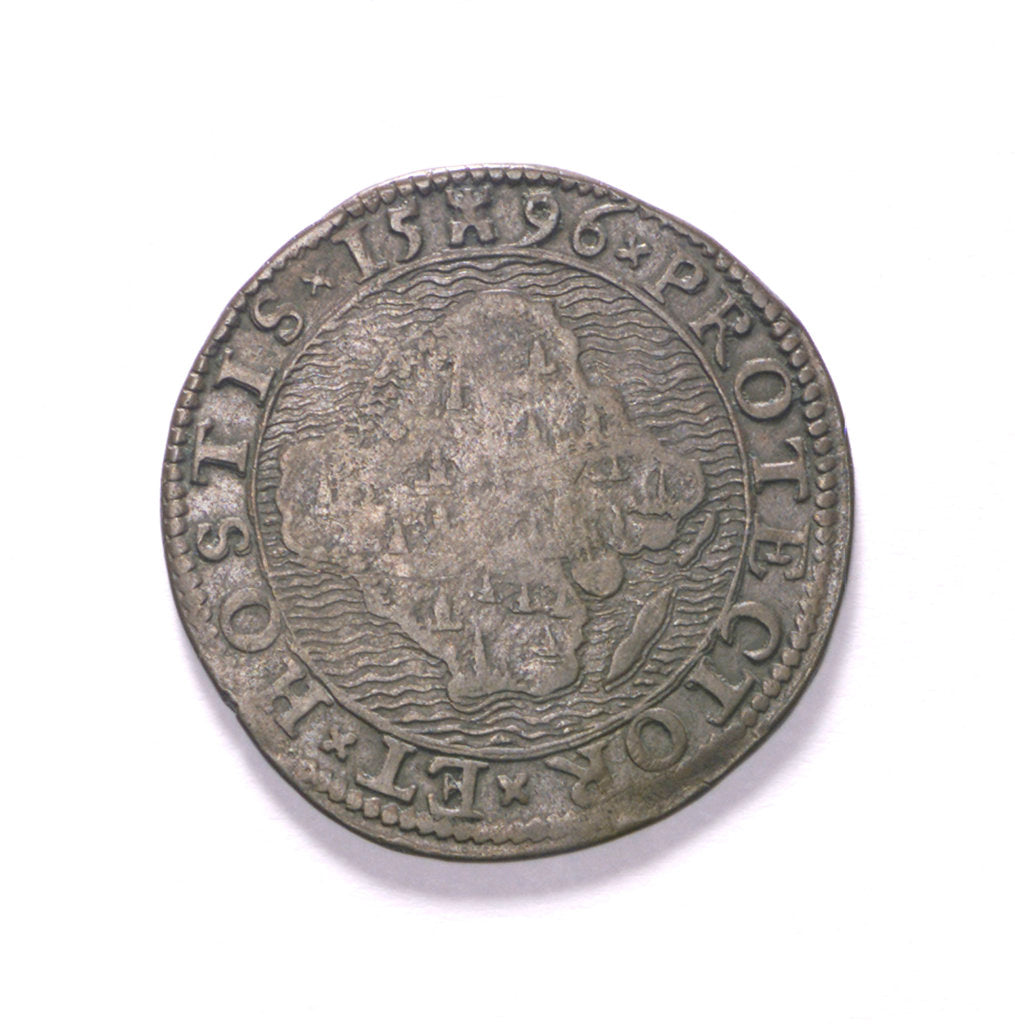 Detail of Counter commemorating the Allied expedition to Cadiz, 1596; obverse by unknown