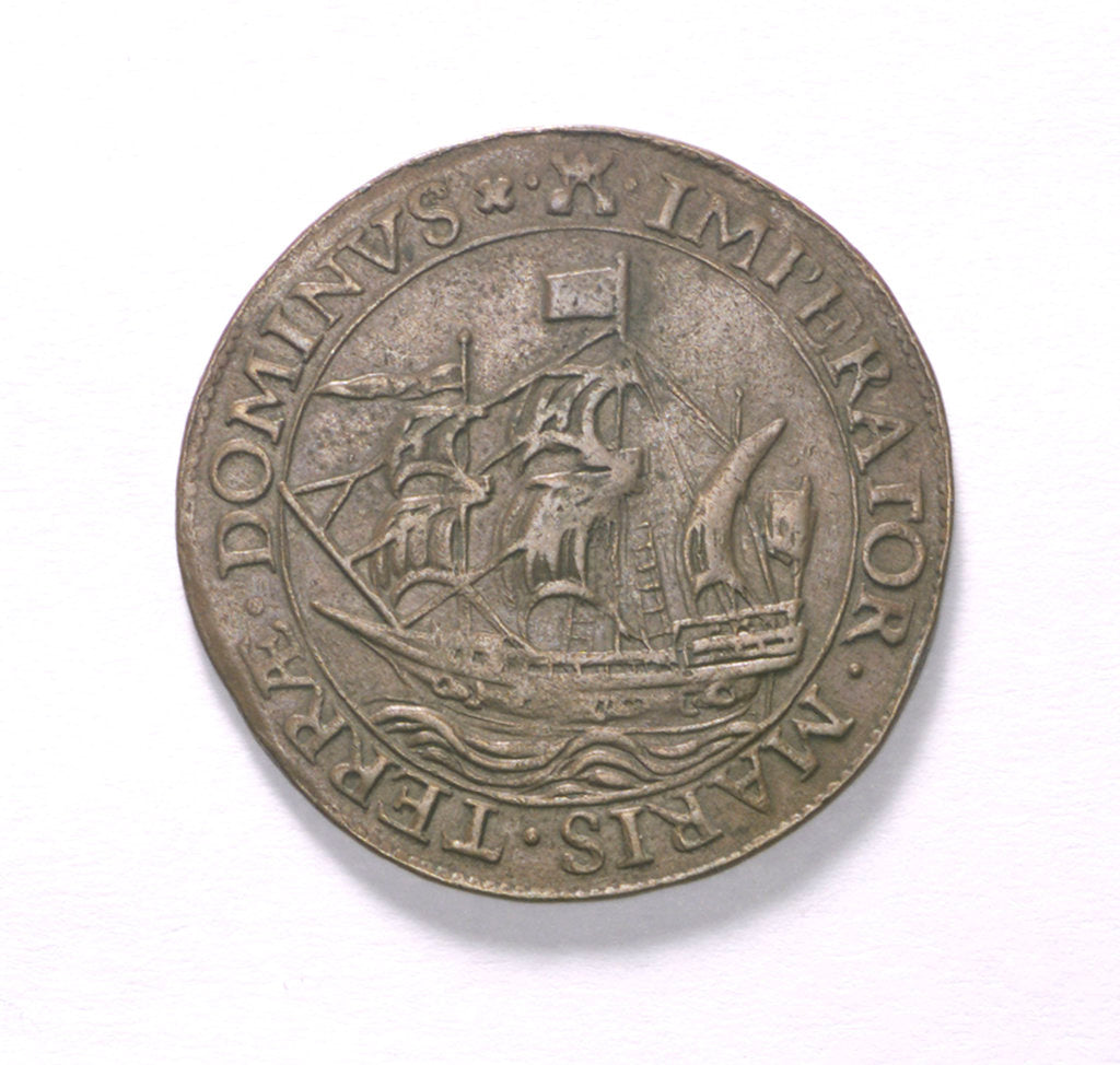 Detail of Counter commemorating the Spanish defeat off Sluys, 1603; obverse by unknown