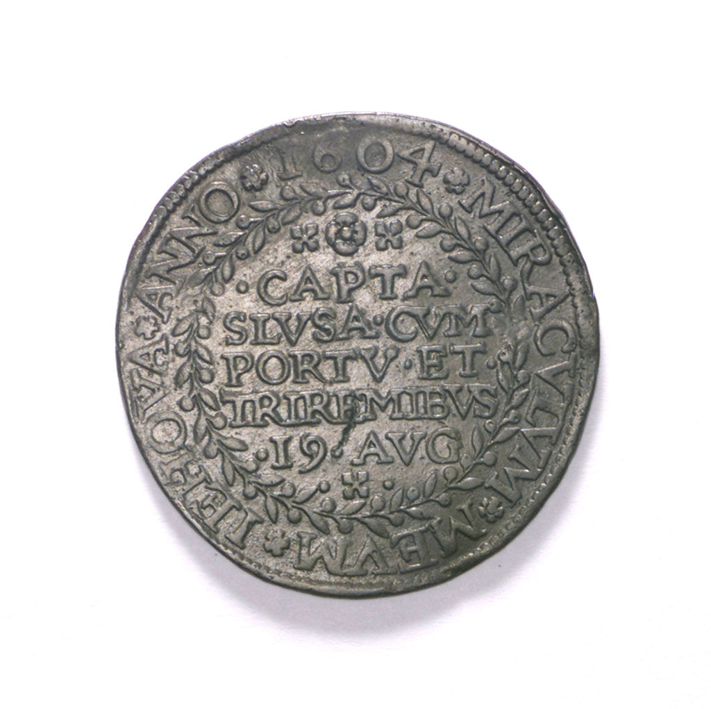Detail of Counter commemorating the Spanish defeat off Sluys, 1603; obverse by unknown