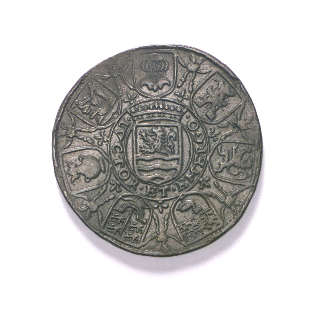 Detail of Counter commemorating the Spanish defeat off Sluys, 1603; reverse by unknown