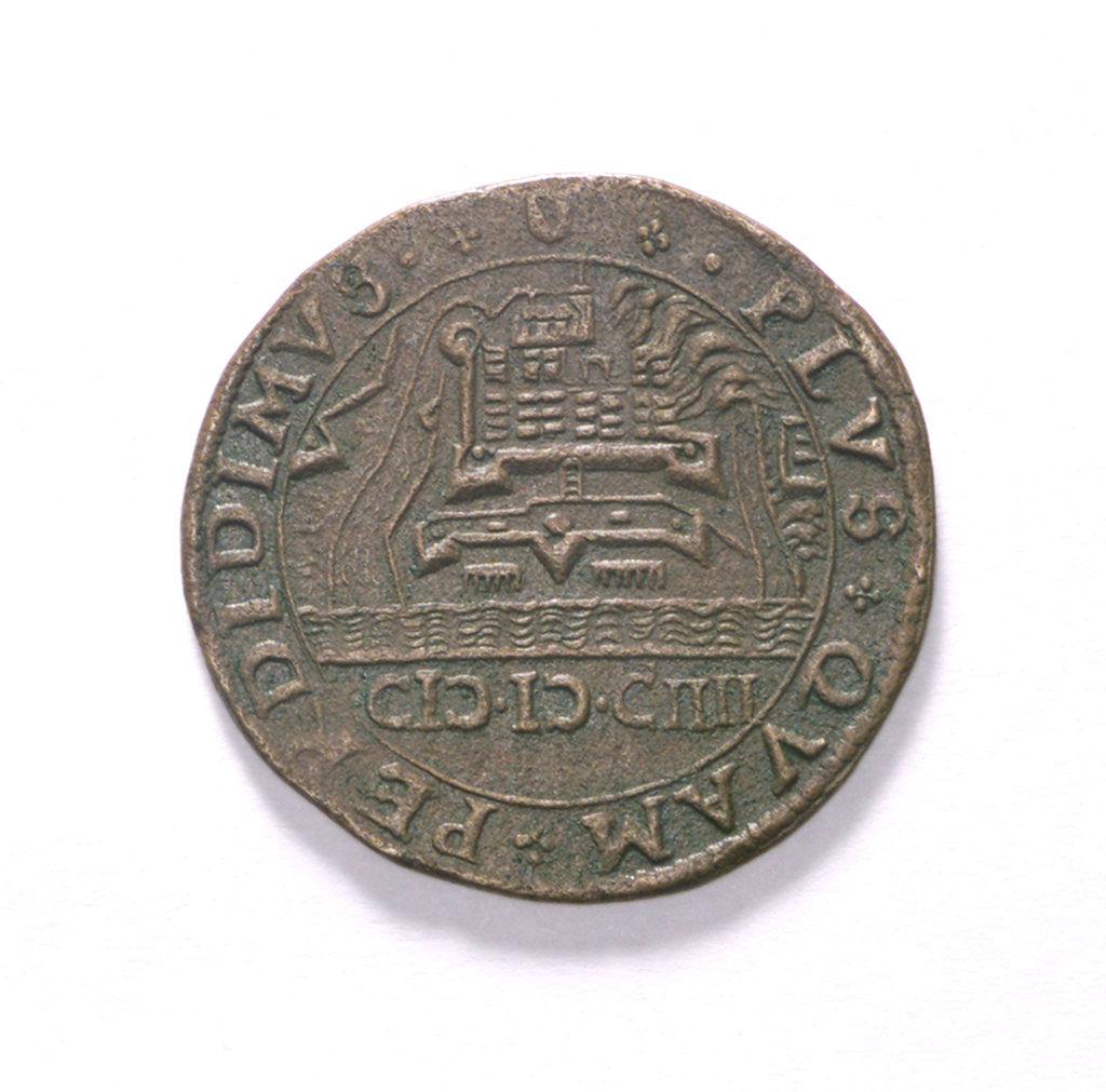 Detail of Counter commemorating the Battle of Sluys, 1603 and the defence of Ostend, 1604; reverse by unknown