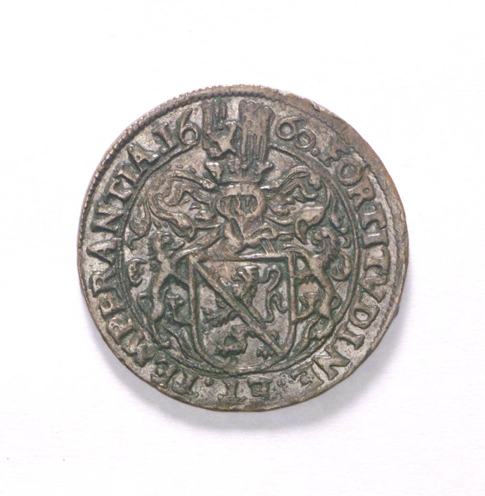 Detail of Counter commemorating peace between France and Spain, 1660; obverse by unknown