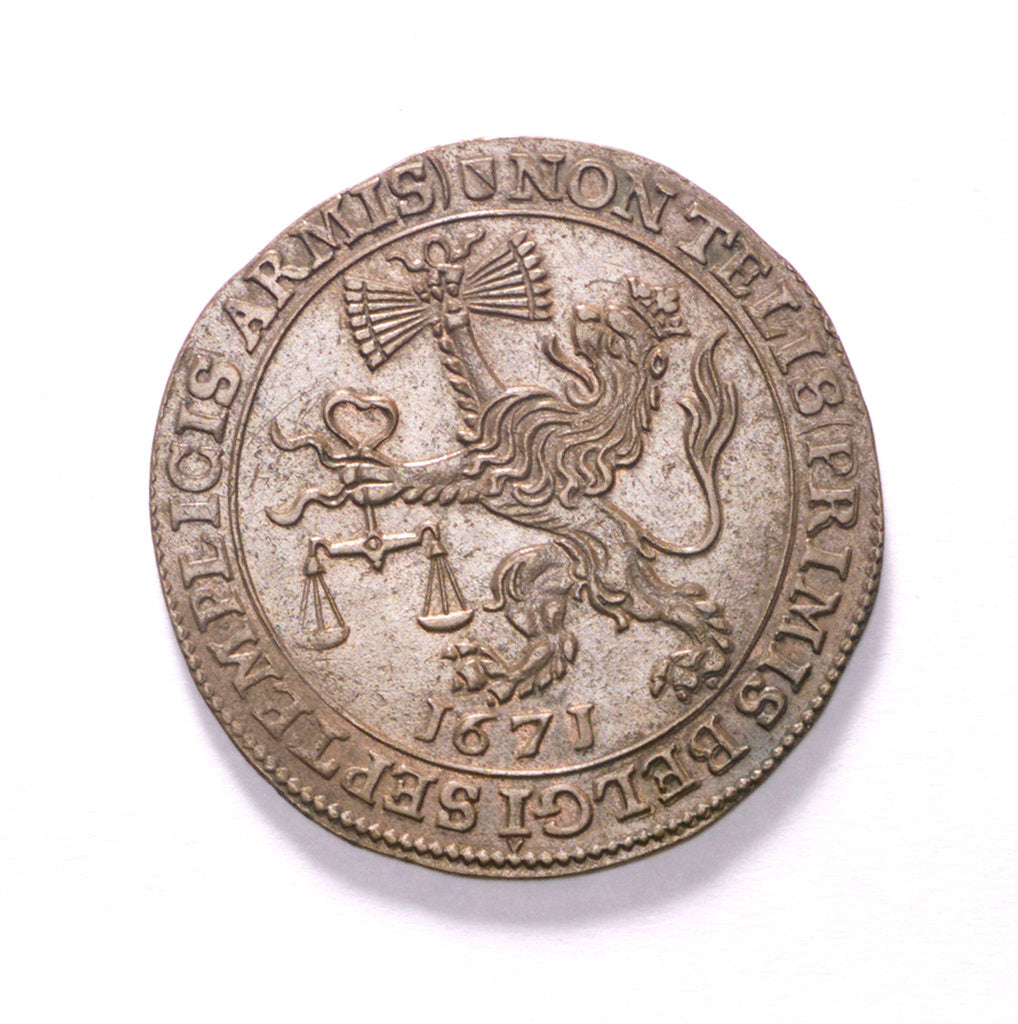 Detail of Counter commemorating the disarmament of the fleet, 1671; obverse by unknown