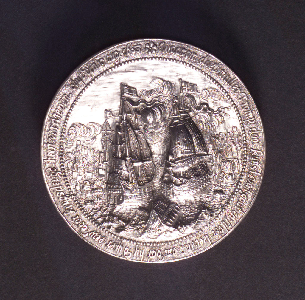 Detail of Counter commemorating the Battle of the Texel and the death of Admiral Tromp, 1653; reverse by O.M.