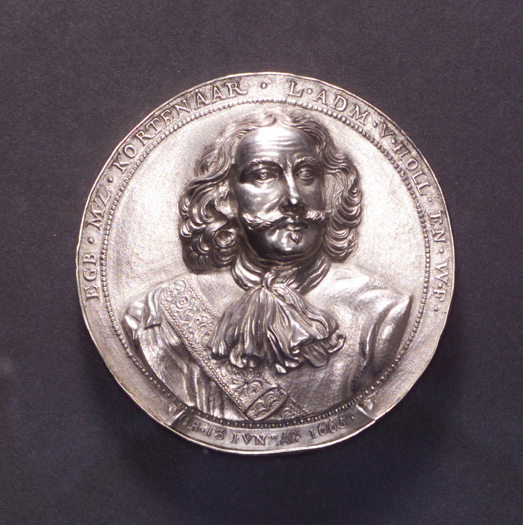Detail of Medal commemorating the Battle of Lowestoft and the death of Admiral Kortenaar, 1665; obverse by O.M.