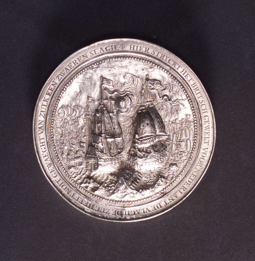 Detail of Medal commemorating the Battle of the Four Days and Admiral de Ruyter, 1666; reverse by O.M.