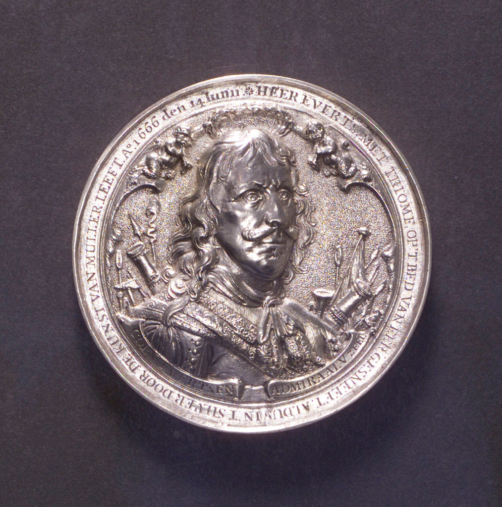 Detail of Medal commemorating the Battle of the Four Days and Admiral Evertsen, 1666; obverse by O.M.