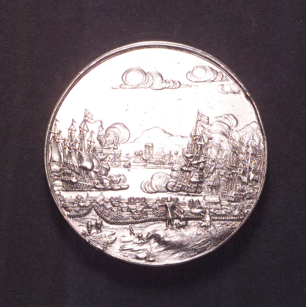 Detail of Medal commemorating the Battle of Bergen, 1665; obverse by J. Pool