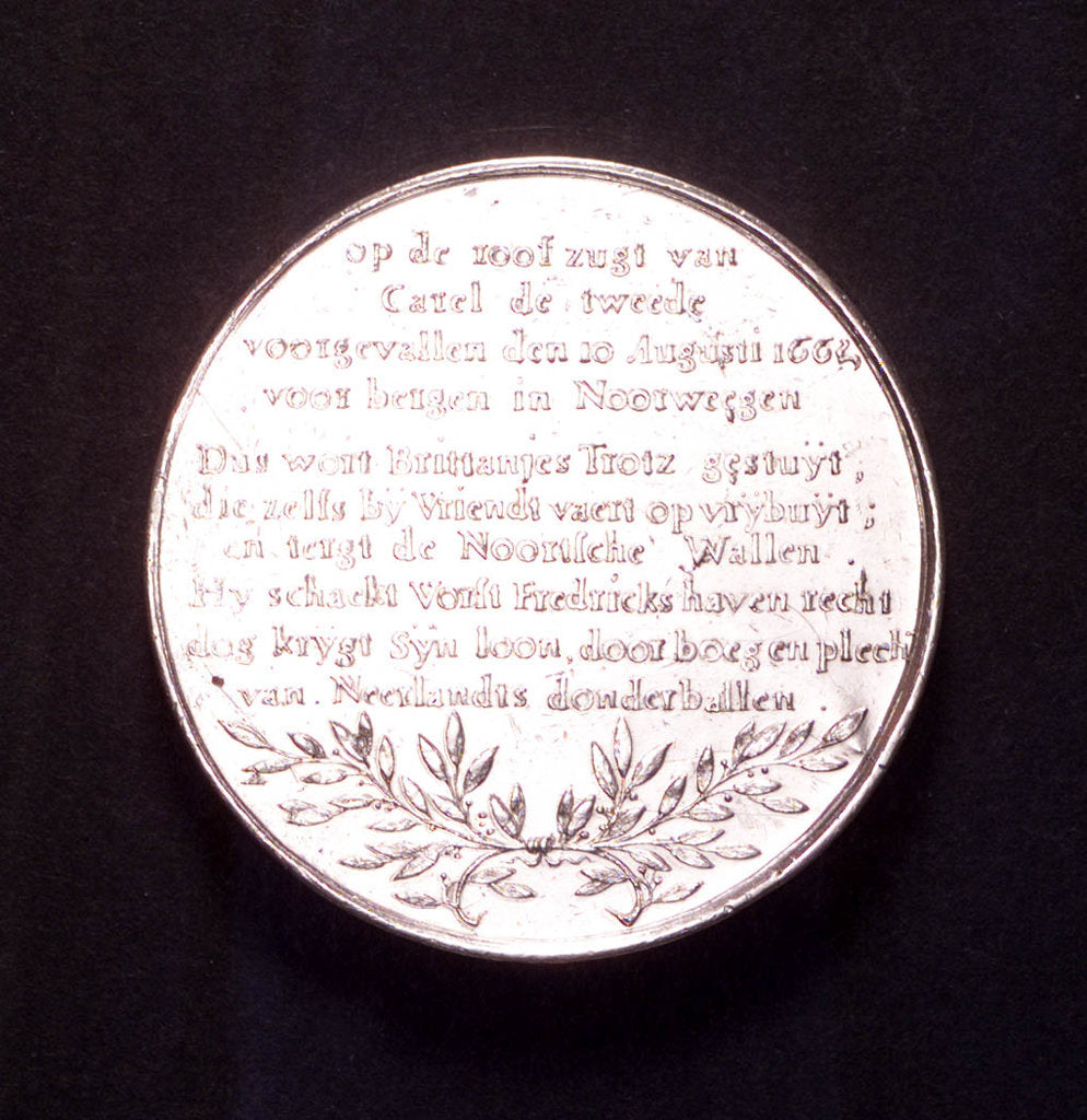 Detail of Medal commemorating the Battle of Bergen, 1665; reverse by J. Pool