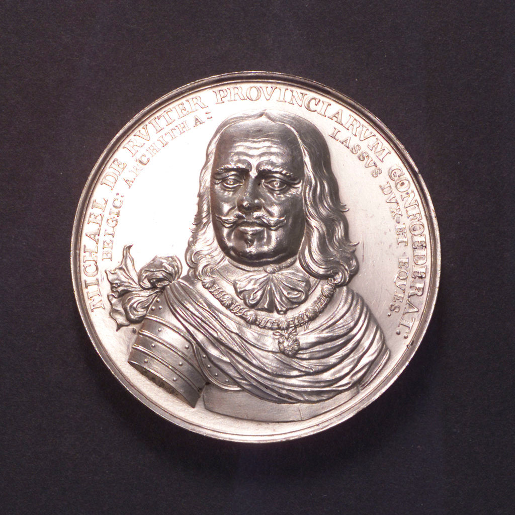 Detail of Medal commemorating the Battle of the Four Days and Admiral de Ruyter, 1666; obverse by C. Adolfszoon