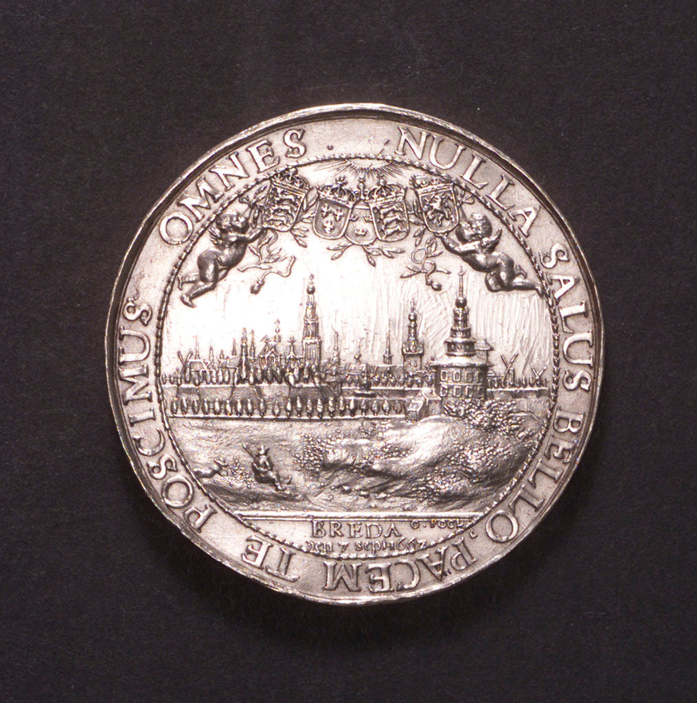 Detail of Medal commemorating the proclamation of the Peace of Breda, 1667; reverse by J. Pool