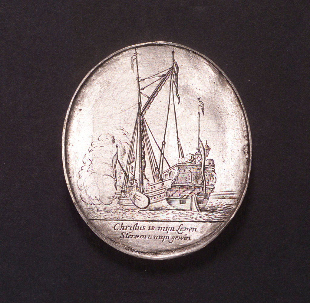 Detail of Medal commemorating the death of Captain Dirck Gerritsen Witte Paert, 1667; reverse by unknown