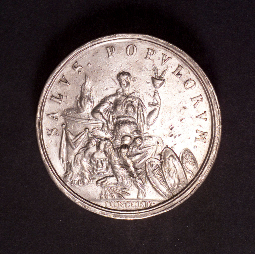 Detail of Medal commemorating William of Orange appointed Captain-General and Admiral, 1672; reverse by unknown