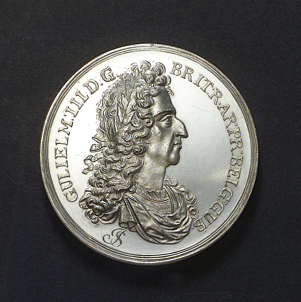 Detail of Medal commemorating the return of King William III to Holland, 1691; obverse by J. Smeltzing