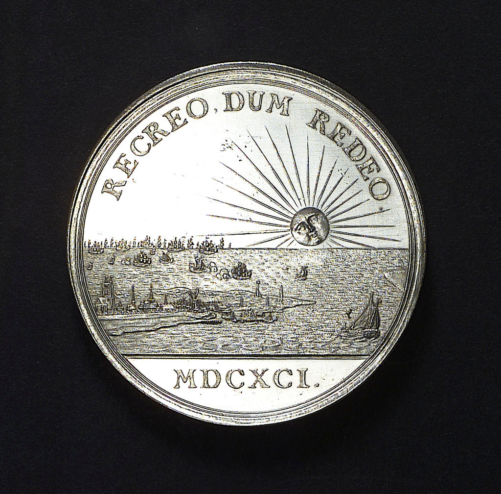 Detail of Medal commemorating the return of King William III to Holland, 1691; reverse by J. Smeltzing