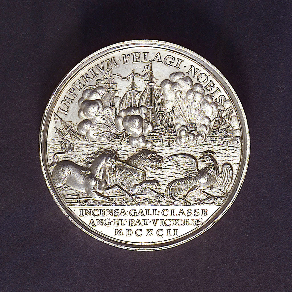 Detail of Medal commemorating the Battle of La Hogue, 1692; reverse by J. Boskam
