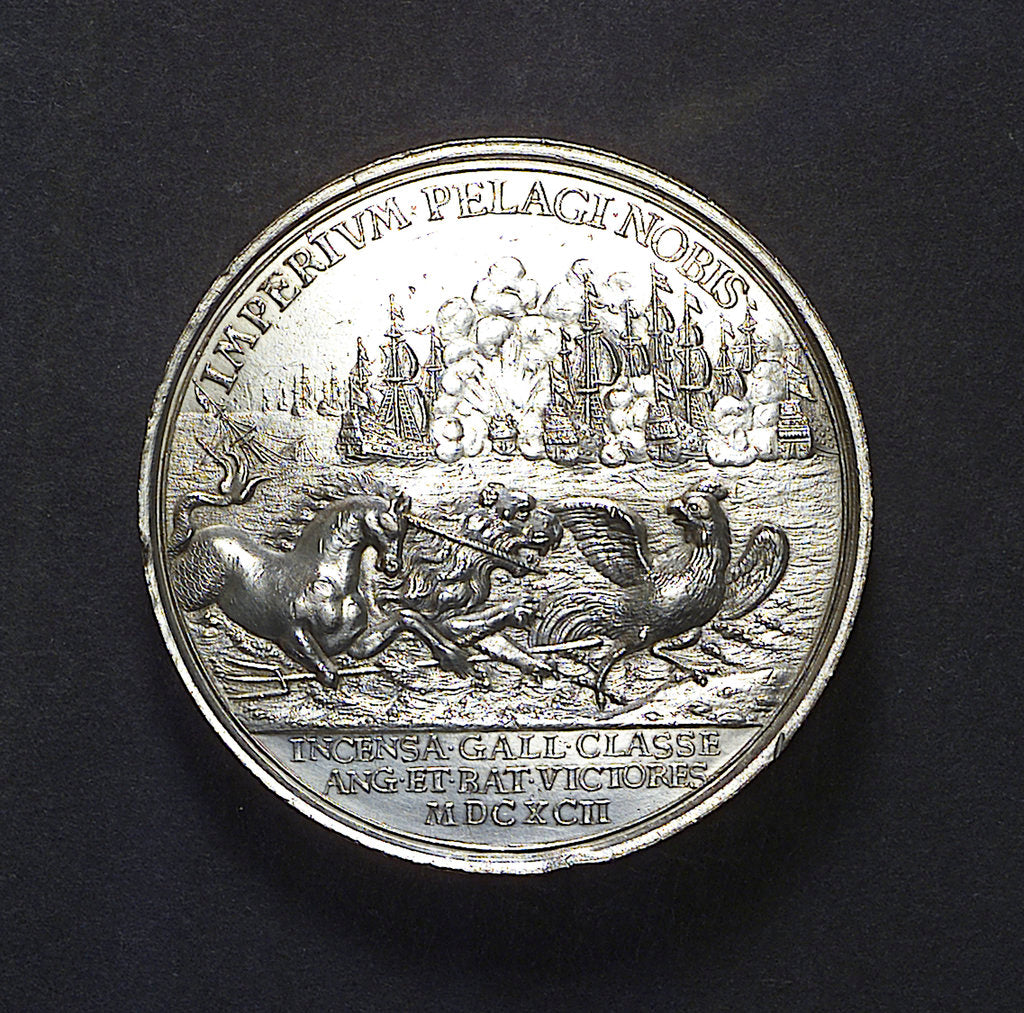 Detail of Medal commemorating the Battle of La Hogue, 1692; reverse by J. Boskam