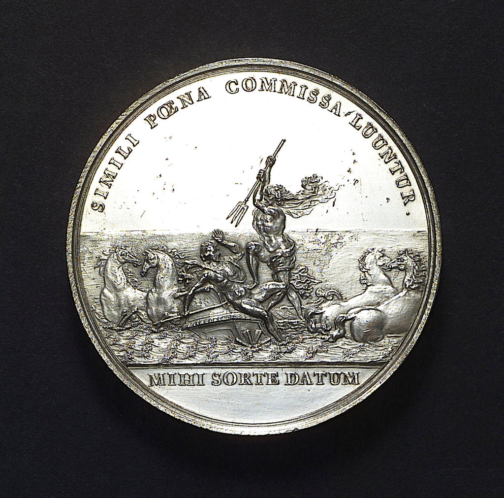 Detail of Medal commemorating the Battle of La Hogue, 1692; reverse by Jan Luder