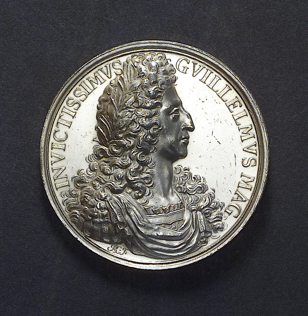 Detail of Medal commemorating the bombardment of Havre, 1694; obverse by J. Boskam