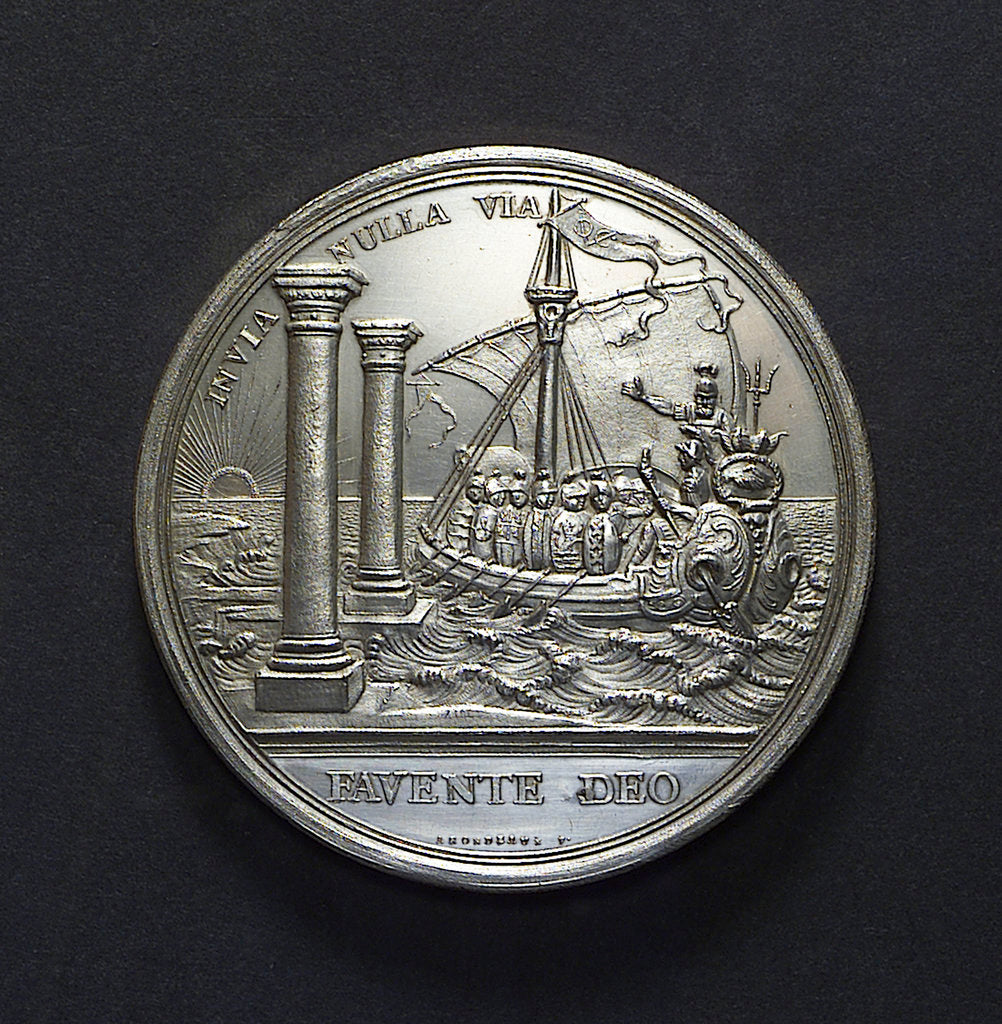 Detail of Medal commemorating the Dutch East India Company centenary, 1702; reverse by R. Arondeaux