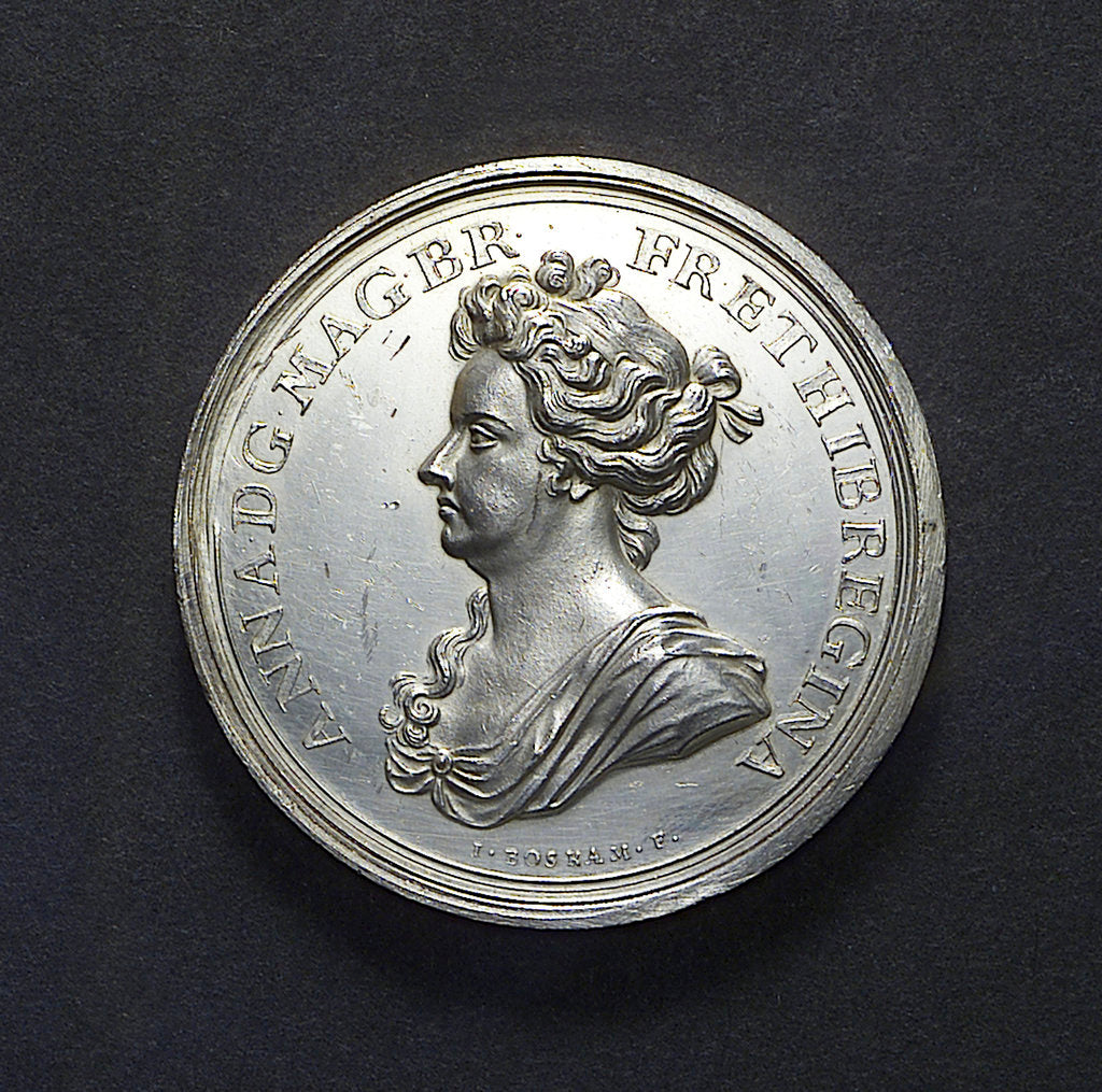 Detail of Medal commemorating the Expedition to Vigo Bay, 1702; obverse by J. Boskam