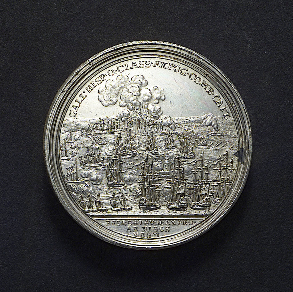 Detail of Medal commemorating the Expedition to Vigo Bay, 1702; reverse by J. Boskam