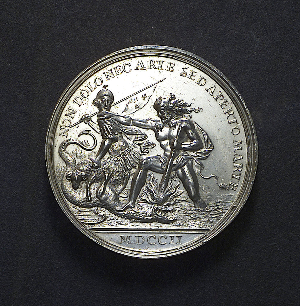 Detail of Medal commemorating the Expedition to Vigo Bay, 1702; reverse by J. Boskam