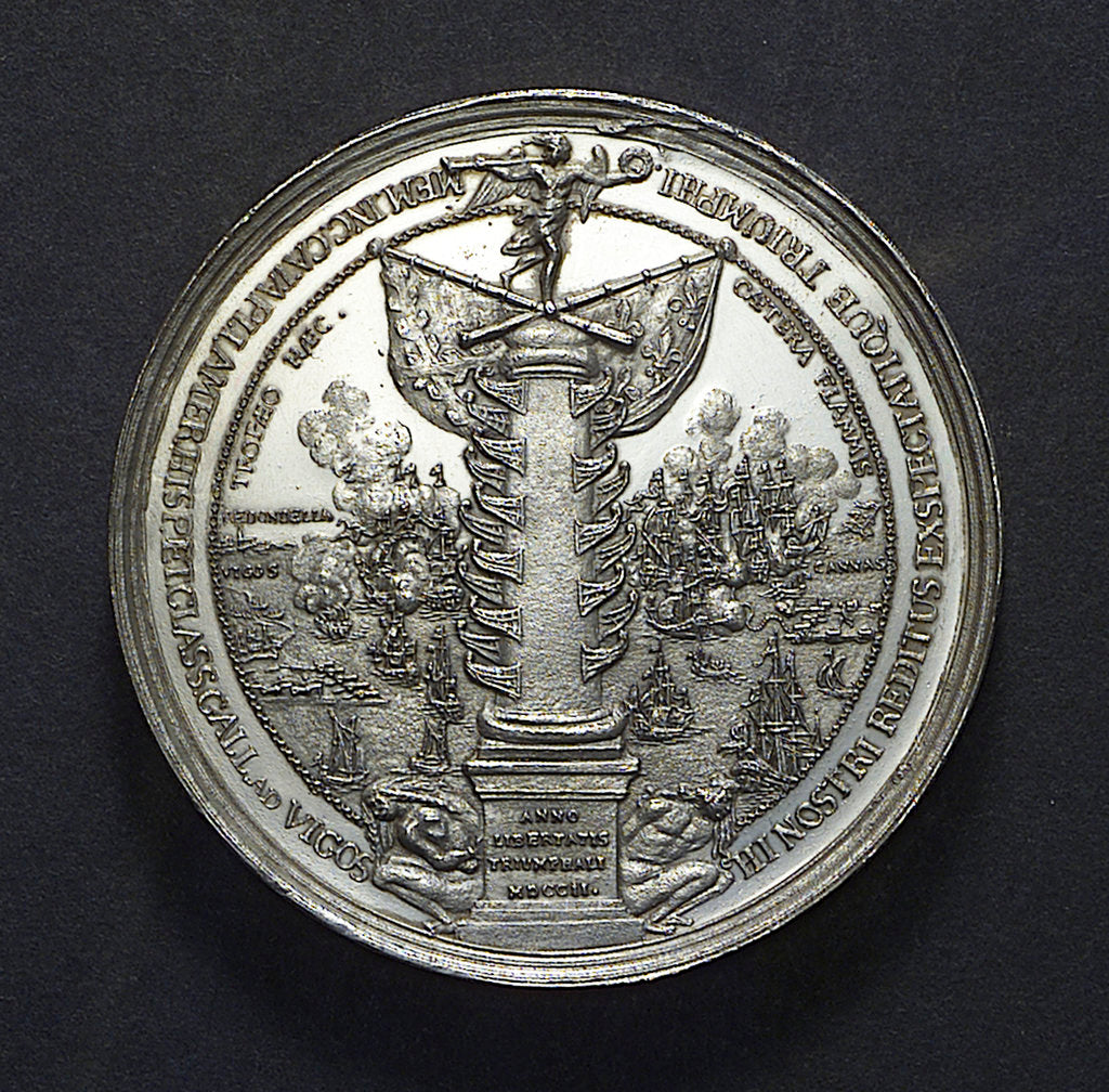 Detail of Medal commemorating the Expedition to Vigo Bay, 1702; obverse by M. Smeltzing