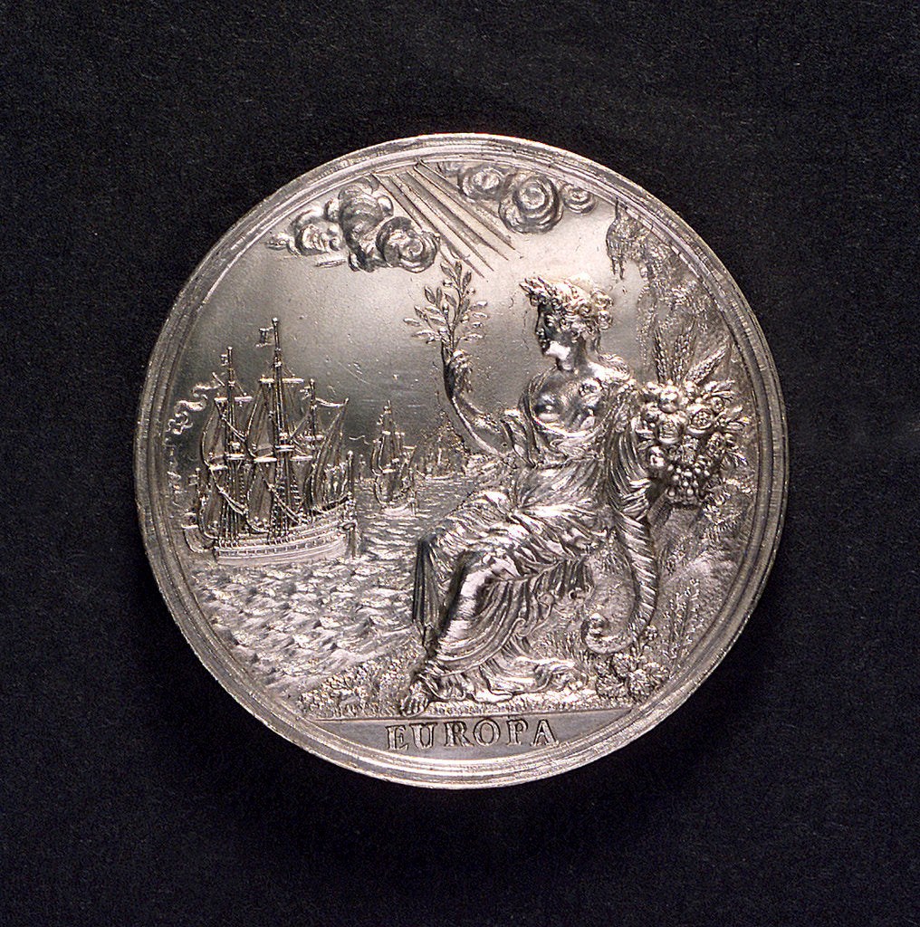 Detail of Medal commemorating the Peace of Utrecht, 1713; reverse by D. Drappentier
