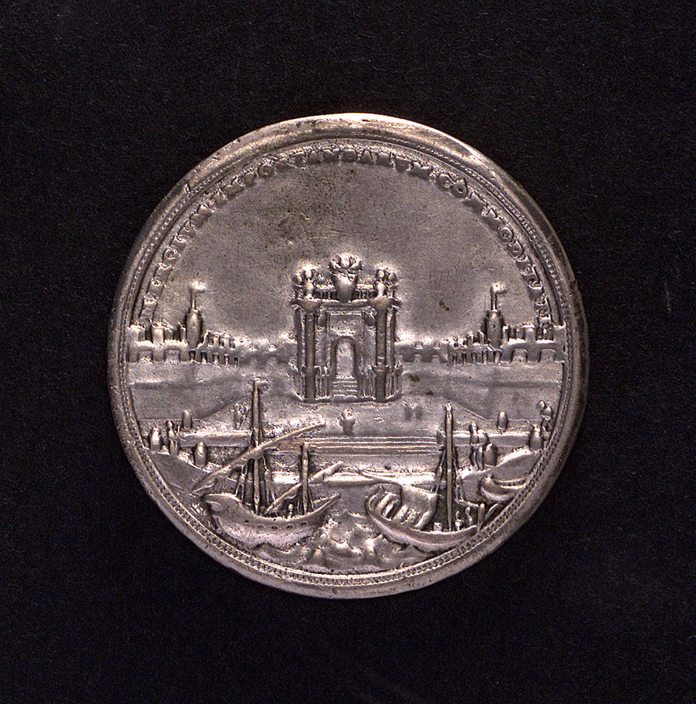 Detail of Medal commemorating warehouses built at Civitavecchia; reverse by O. Hamerani