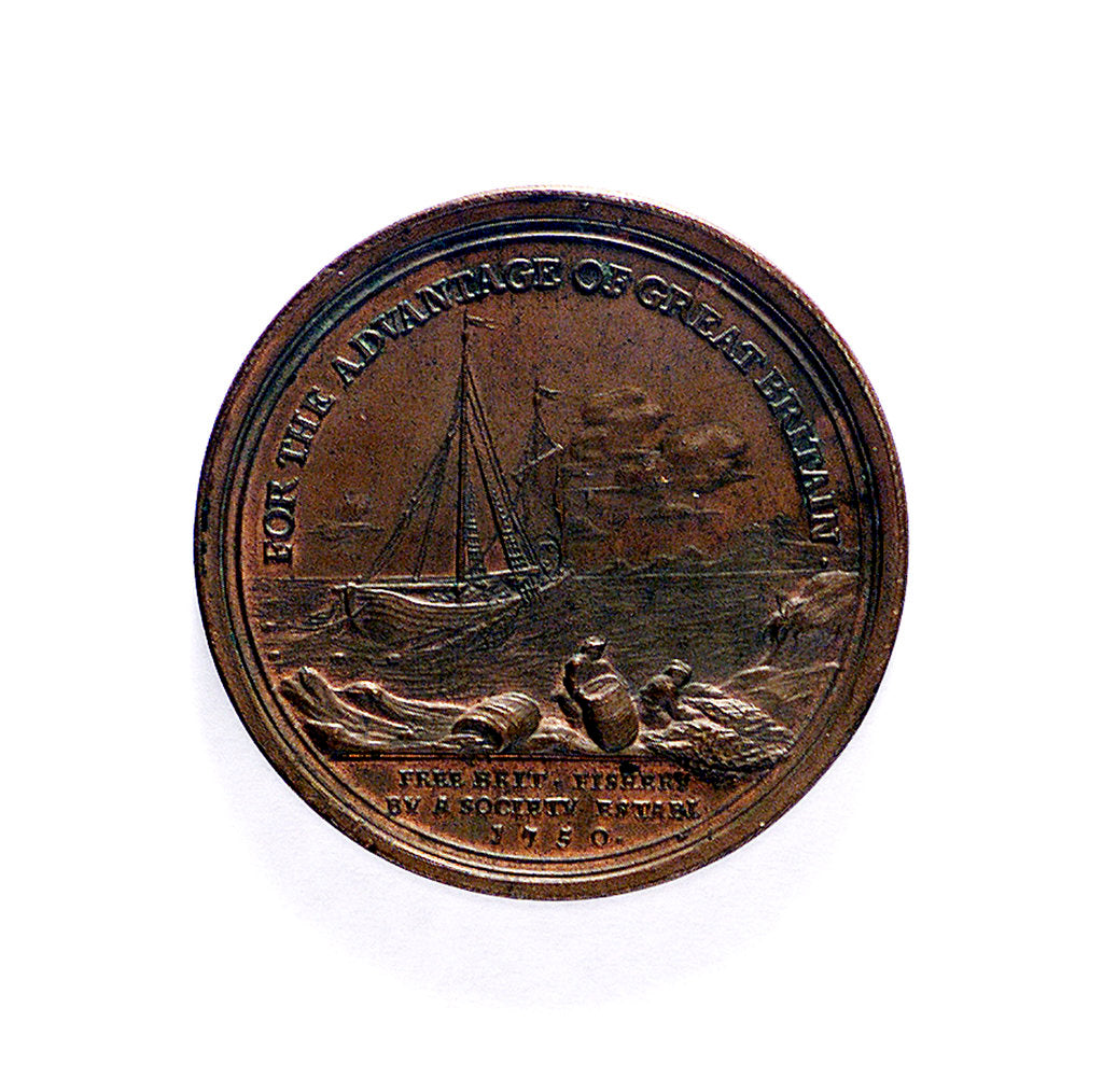 Detail of Medal commemorating the Free British Fishery Society; reverse by L.C. Koch