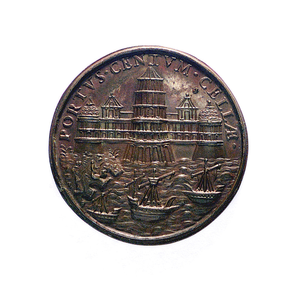 Detail of Medal commemorating Civitavecchia fortified; reverse by unknown