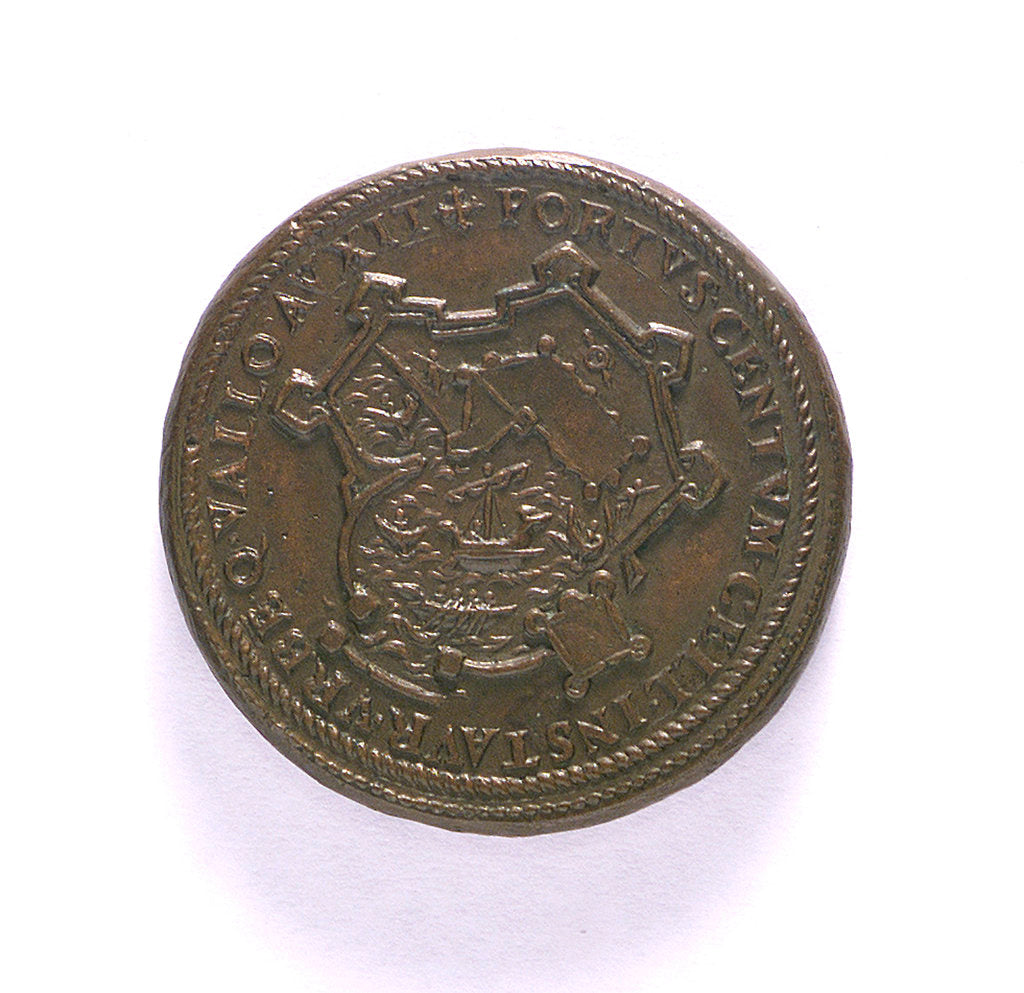 Detail of Medal commemorating the fortress and harbour of Civitavecchia; reverse by unknown
