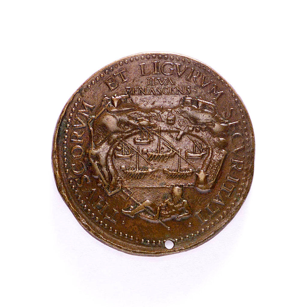 Detail of Medal commemorating the reconstructed Port of Elba; reverse by D. Poggini