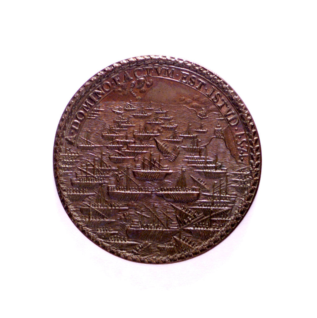 Detail of Medal commemorating the Battle of Lepanto, 1571; reverse by I.A. Rossi