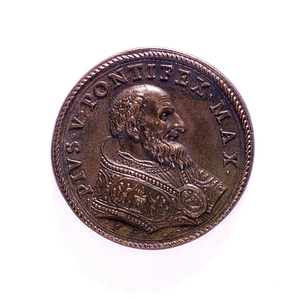 Detail of Medal commemorating peace after the Battle of Lepanto; obverse by G.F. Bonzagna