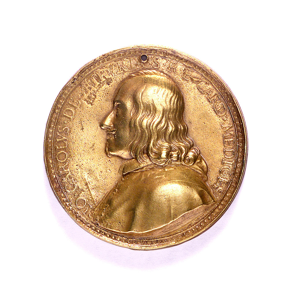 Detail of Medal commemorating Admiral Cardinal Medici; obverse by G.F. Travani