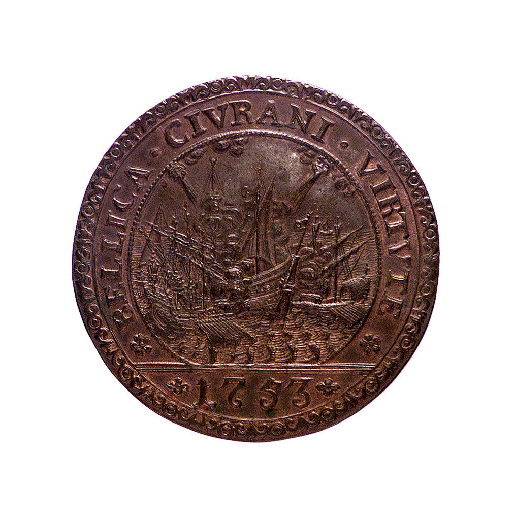 Detail of Medal commemorating Admiral Civrani's victory over the Turks at Cyprus, 1753; reverse by unknown