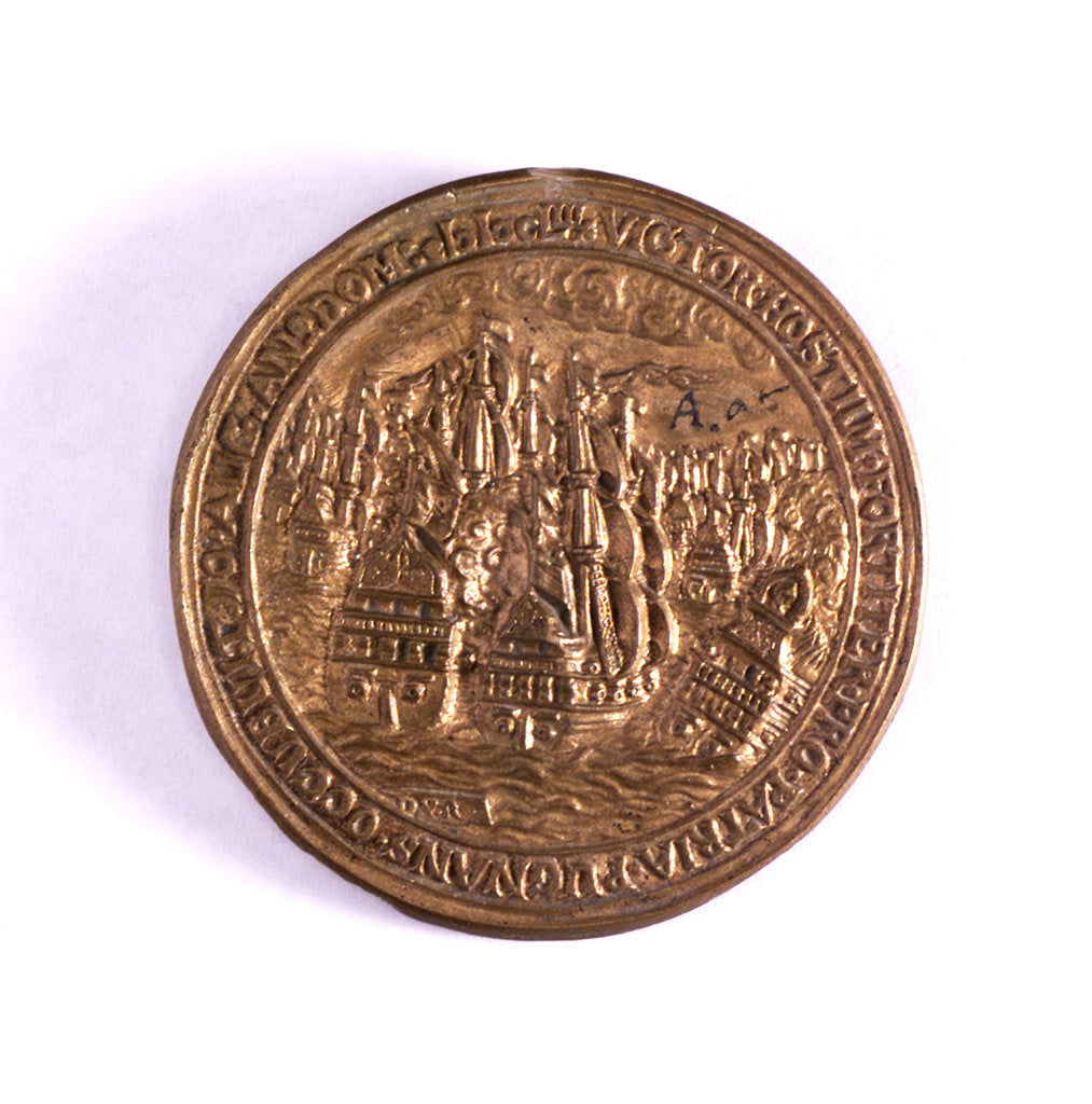 Detail of Medal commemorating the Battle of the Texel and the death of Admiral Tromp, 1653; reverse by J. Livens