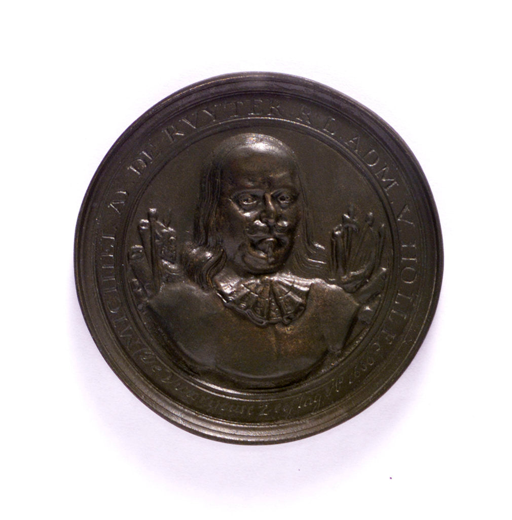 Detail of Medal commemorating Admiral de Ruyter and the Four Days Battle, 1666; obverse by J. Pool