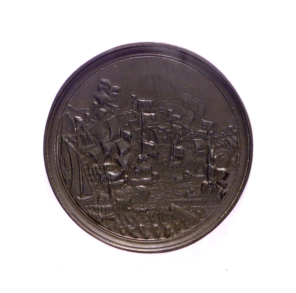 Detail of Medal commemorating Admiral de Ruyter and the Four Days Battle, 1666; reverse by J. Pool