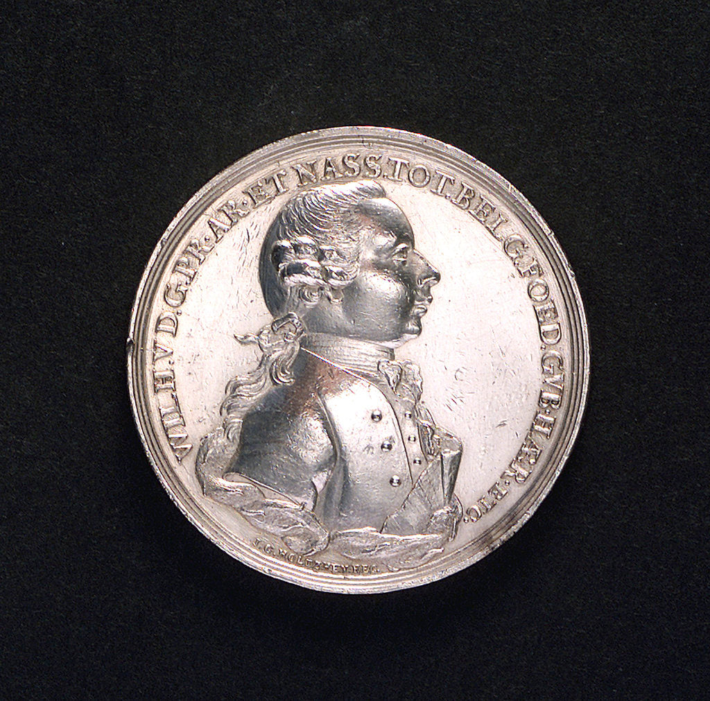 Detail of Medal commemorating William V of Nassau, Stadtholder and Admiral; obverse by Johann Georg Holtzhey