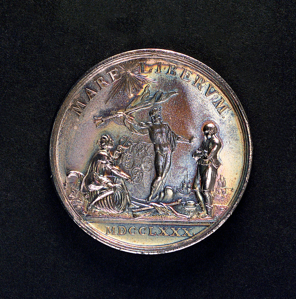 Detail of Medal commemorating armed neutrality at sea; reverse by Johann Georg Holtzhey