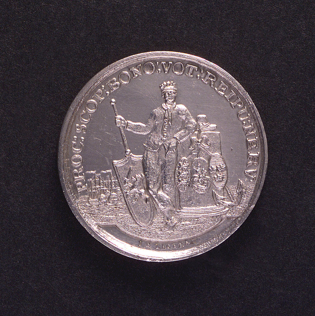 Detail of Medal commemorating armed neutrality at sea; obverse by J.M. Lageman