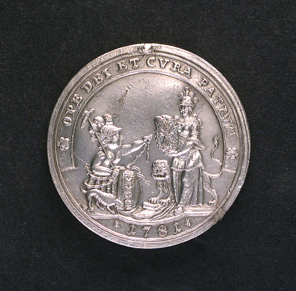 Detail of Medal commemorating the outbreak of the Fourth Dutch War, 1781; obverse by unknown